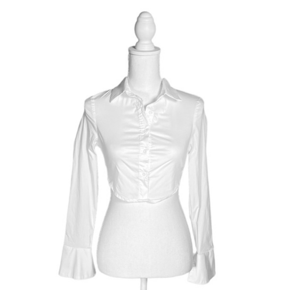 White Cotton Elegant Cravat Blouse